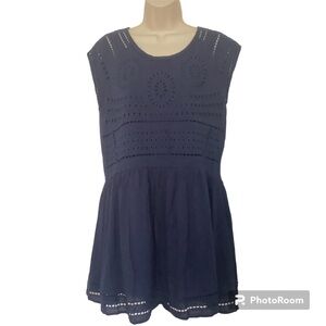 NWT Ecote Rayon Navy Sleeveless Lined Crochet Dress Size Medium